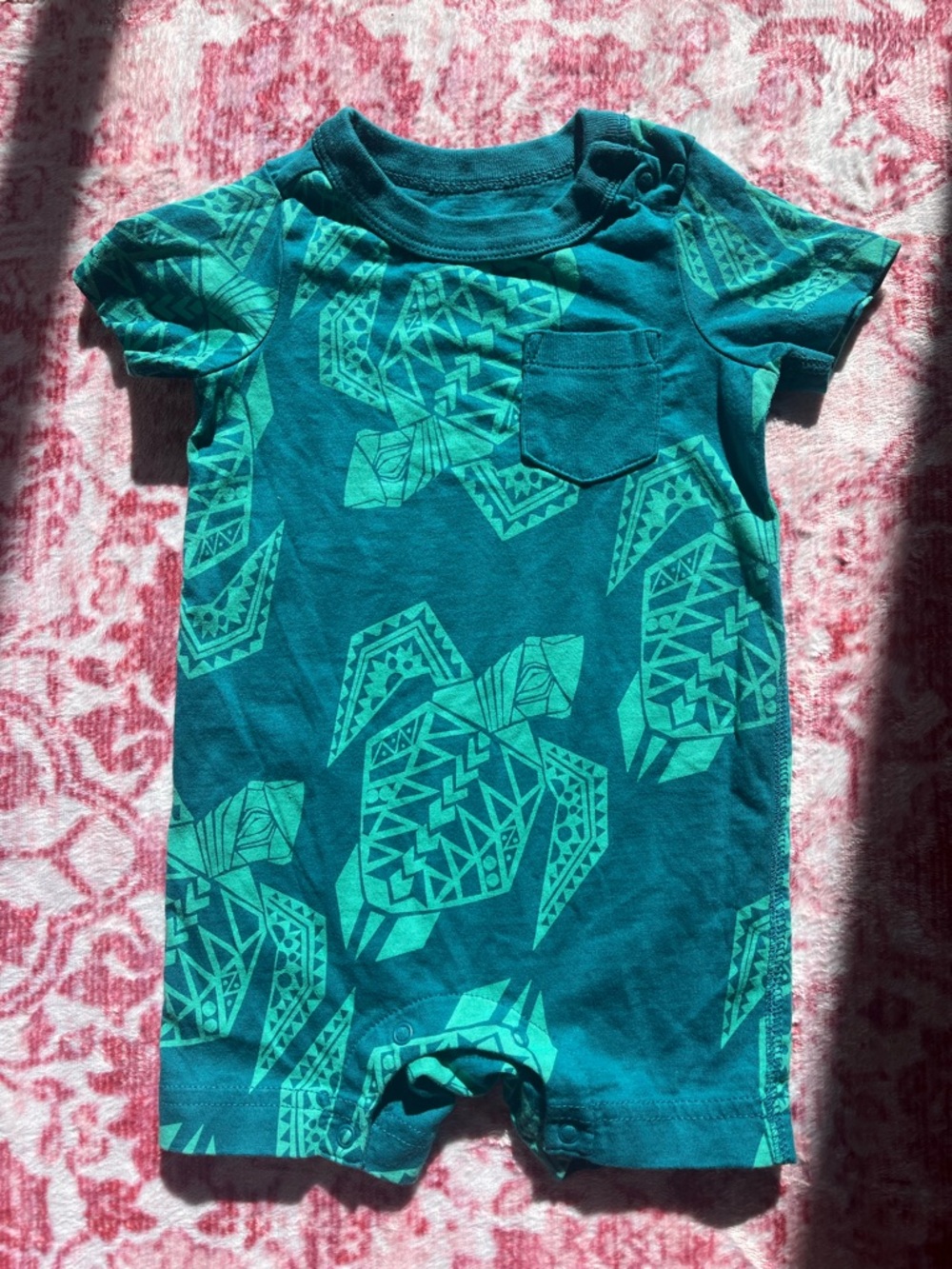 Tea Collection Teal and Aqua Turtle Print One-Piece Bodysuit